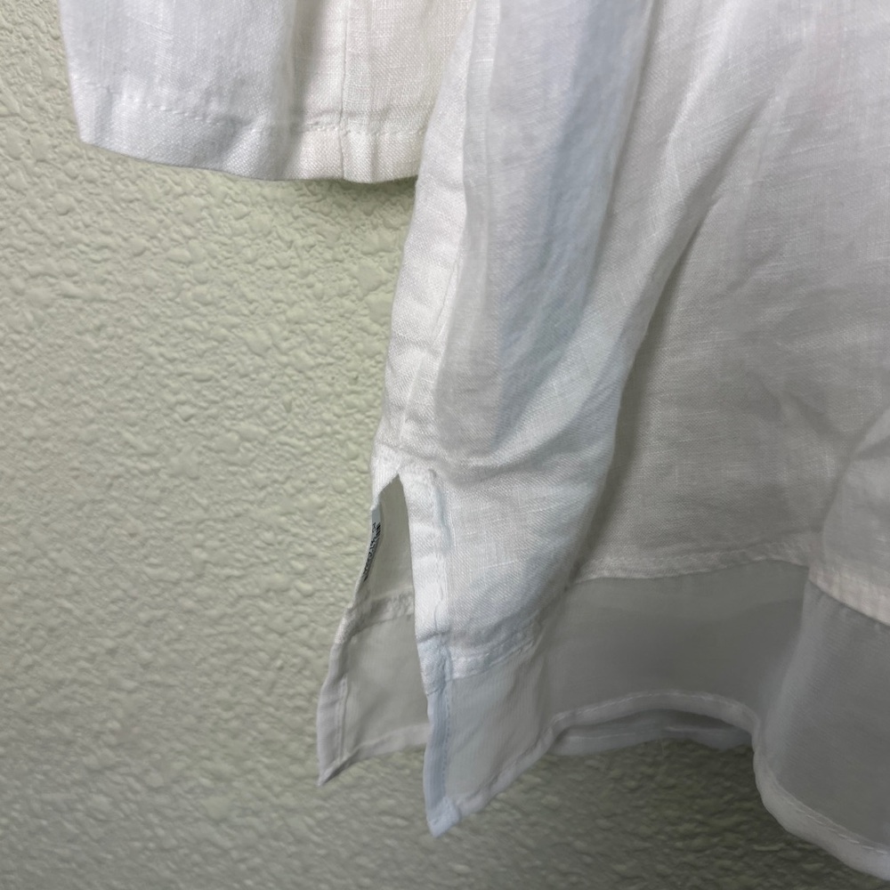 JM Collection White Natural Linen Embellished Tunic Shirt Artsy Top Womens XL - Picture 5 of 10